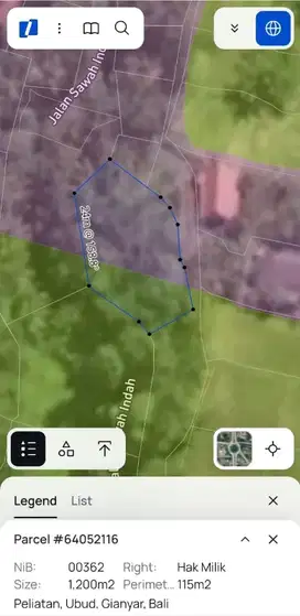 tanah kawasan villa mewah di Ubud, kontur datar, akses jalan 4 meter