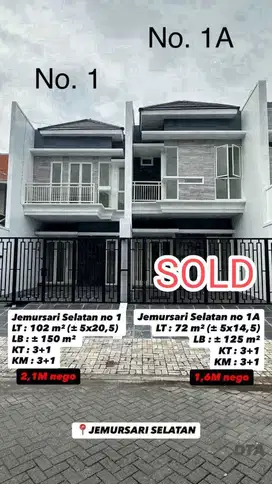 RUMAH BARU GRES JEMURSARI  TERLARIS SISA 1 UNI