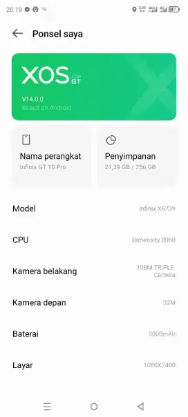 Infinix gt 10 pro spek gaming (dimensity 8050)