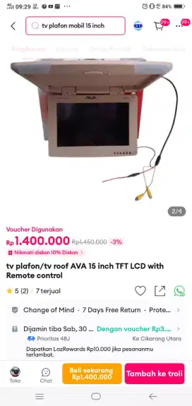 Tv plafon ava 15 inch