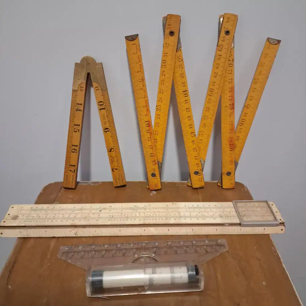 Penggaris Meteran Kayu Alat Peralatan Ukur Vintage Antik Jadul