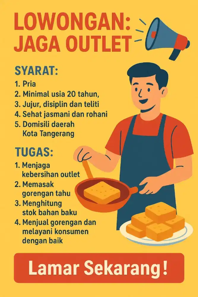 Dibutuhkan segera Jaga Outlet toko