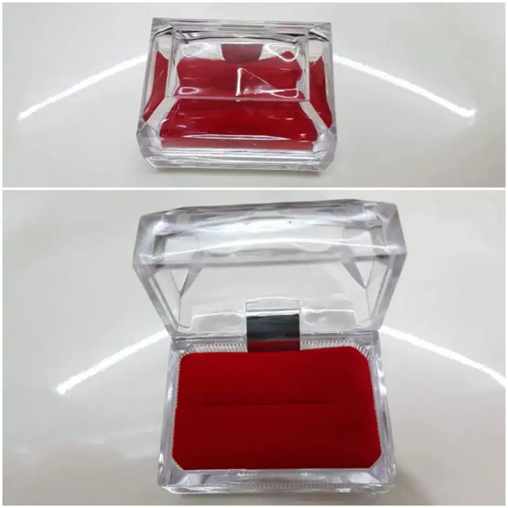 Tempat cincin sepasang kristal dan buludro elegan