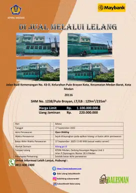DIJUAL RUMAH MELALUI LELANG WILAYAH SUMATERA UTARA