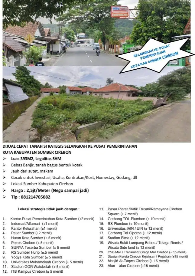 DIJUAL CEPAT TANAH STRATEGIS DI CIREBON
