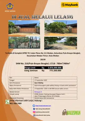 DIJUAL RUMAH MELALUI LELANG WILAYAH SUMATERA UTARA