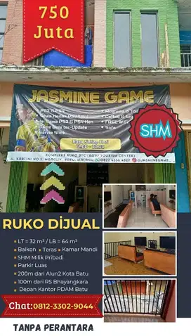 Ruko Milik Pribadi SHM di Alun2 Kota Batu Malang, Strategis