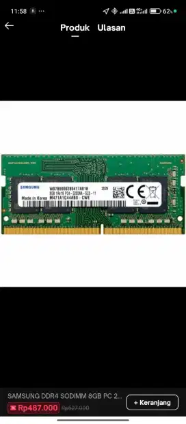Ram DDR4 8GB 3200