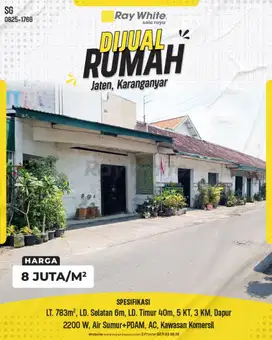 Dijual Tanah dan Rumah Hook 783m² di Jaten, Dekat Palur Plaza!