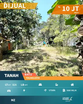Dijual Tanah Nol Jalan Raya Trunojoyo Dekat Wisata Paralayang Batu
