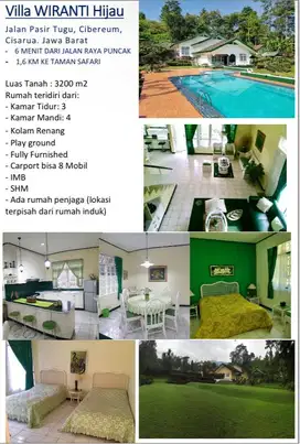 Dijual Villa WIRANTI Hijau Jl Pasir Tugu