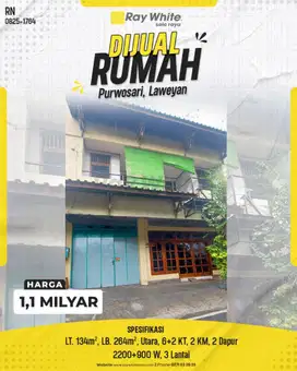 Dijual Rumah 3 Lantai 8KT di Purwosari, Solo, dekat dengan stasiun!
