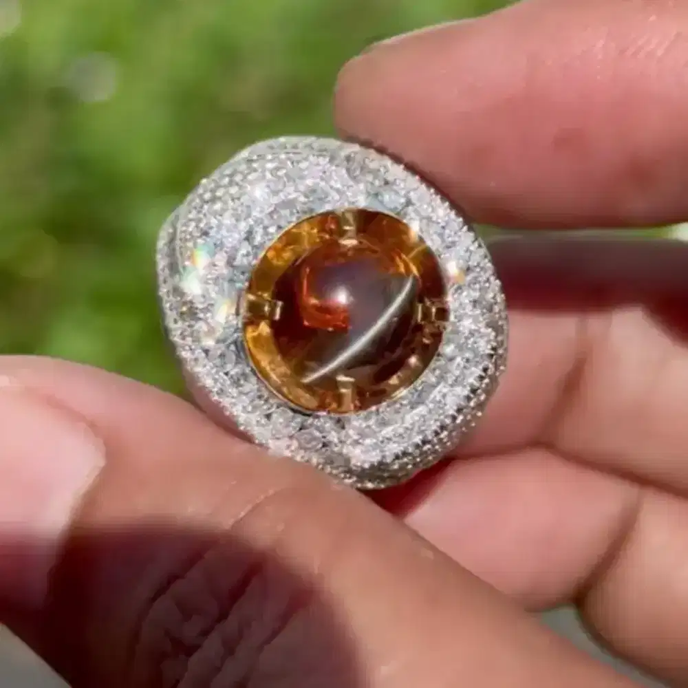 Cincin Permata Chrysoberyl Cats Eye Ring Emas Berlian