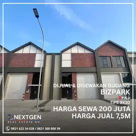Dijual dan Disewakan Gudang Bizpark PIK 2 Tipe 9x30