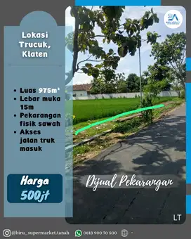 Tanah Pekarangan Fisik Sawah di Trucuk Klaten