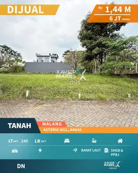 Dijual Tanah Kavling Kawasan Elite di Asteria Hill The Araya Malang