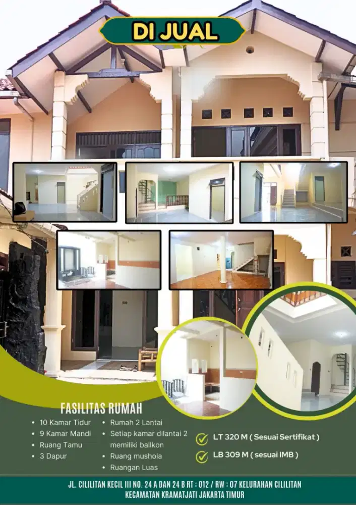 jual Rumah 2 lt  dekat PGC cililitan jakarta Timur