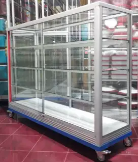 Etalase 1,5M x 1M Pakai Siku Besi + RODA BESAR Buat Jualan