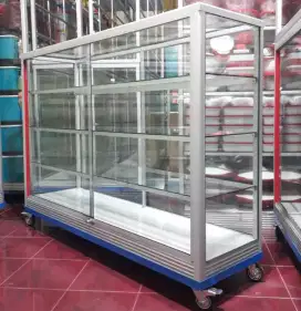 Etalase 1,5Mx1M Pakai Siku Besi + RODA BESAR Barang Ready