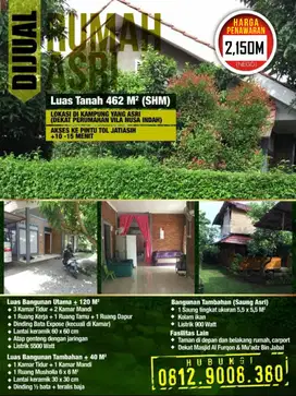 JUAL RUMAH ASRI di Kampung. Tanah Luas (depan dan belakang) dan Adem