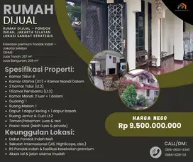 Rumah Dijual – Pondok Indah, Jakarta Selatan Lokasi Sangat Strategis