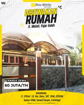 Disewakan Rumah Furnished di Perumahan Fajar Indah, Colomadu