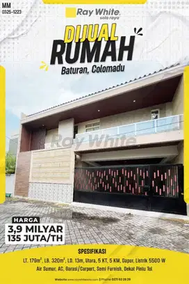 Jual atau Sewa Rumah Modern Minimalis 5KT di Fajar Indah Colomadu