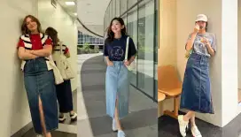 Rok denim panjang ini siap jadi andalan gaya kasualmu.
