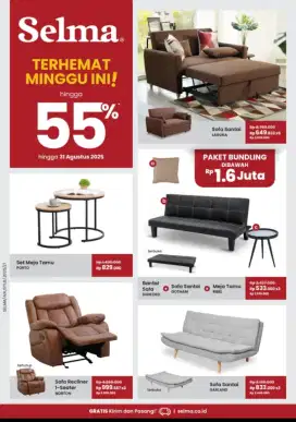 Promo sofa bed dan meja tamu selma