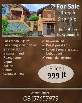 Ready Rumah Bagus di Perumahan Villa Aster Semarang Kota
