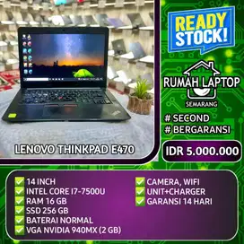 Lenovo Thinkpad E470 (sec). Core i7-7500U. RAM 16 GB. SSD 256 GB. VGA