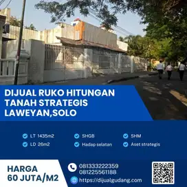 Dijual Cepat Ruko Strategis Pusat kota Solo,Laweyan luas 1435m2