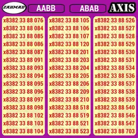 AXIS-B) NOCAN Axis AABB ABAB ABBA kartu perdana nomor cantik super mur