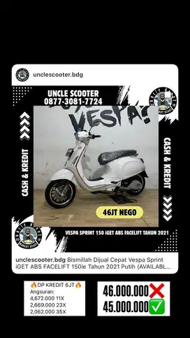 Vespa Sprint iGET ABS FACELIFT 150ie Tahun 2021 Putih
