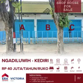 Disewakan Ruko di depan taman Ngadiluwih strategis dan Ramai