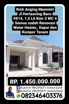 Rmh Anging Mammiri Jl Hertasning Baru 9X14, 1,5 Lantai kmr 3 WC 4