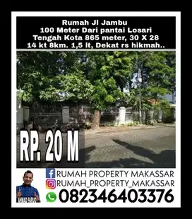Rumah Jl Jambu  100 Meter Dari pantai Losari Tengah Kota 865 meter