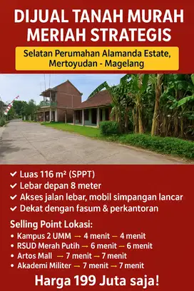TANAH 116M TERMURAH SELATAN PERUM ALAMANDA ESTATE MERTOYUDAN