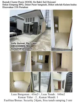 Disewakan rumah cluster posisi hook jln.bakti sail rejosari