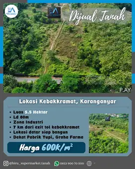Tanah Zona Industri Karanganyar 5.5 Hektar