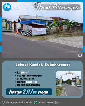 Tanah Pekarangan Lokasi Dekat Pintu Tol Kebakkramat