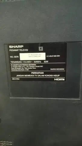 TV SHARP 43 KONDISI MATOT