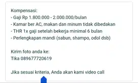 DICARI ASISTEN RUMAH TANGGA ART SURABAYA SIDOARJO