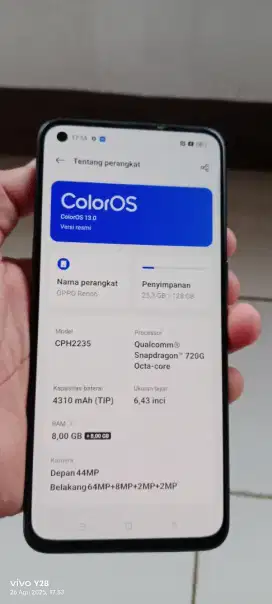 Opo. Reno. 6. Resmi. 8+8/128 hp cas biasa pmkyan ja NFC