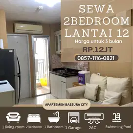 2 kamar sewa full furnished /3 bulan lantai 12 apartemen bassura city