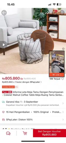 jual murah meja tamu uk besar merk informa
