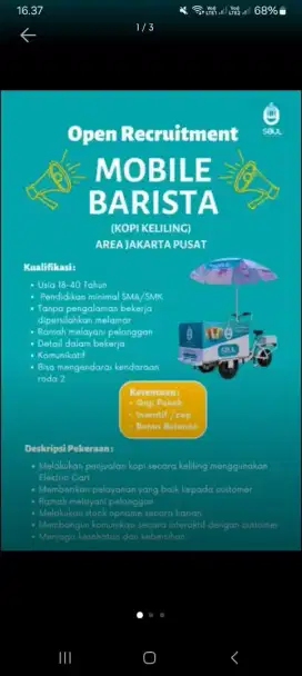 Loker Mobile Barista (Kopi Keliling)