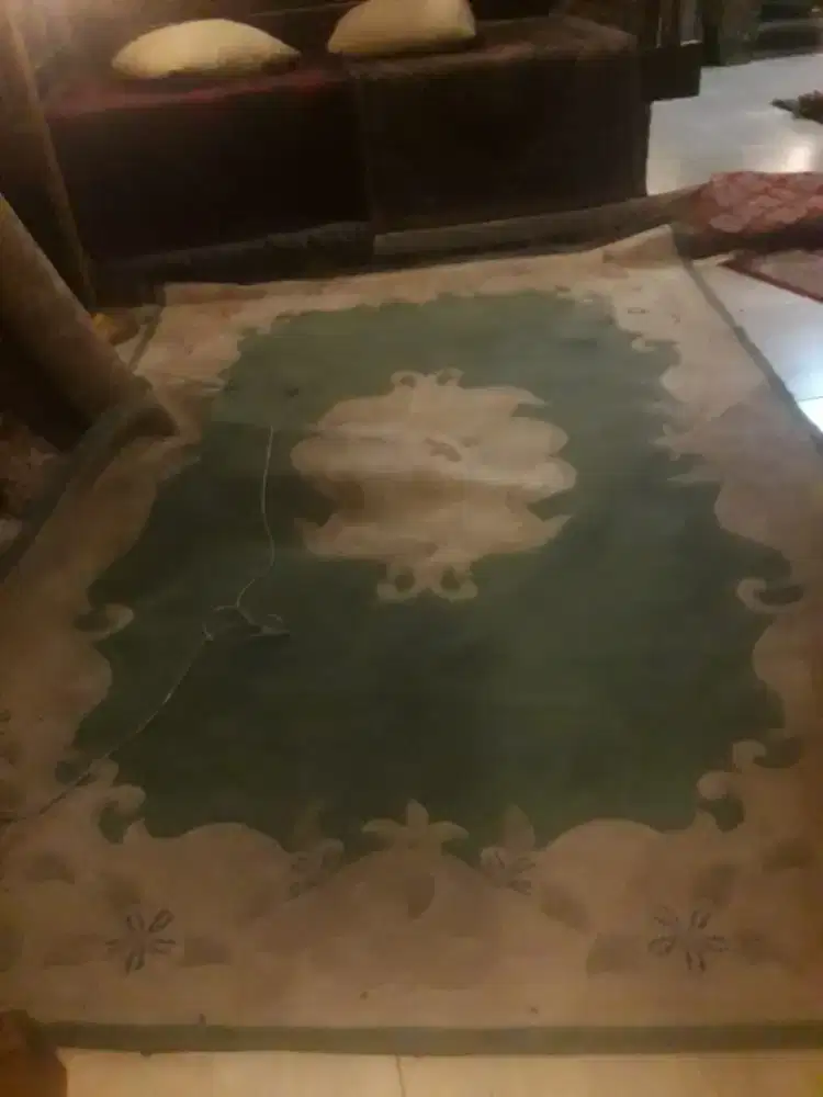 Karpet hijau handmade wool original UK london
