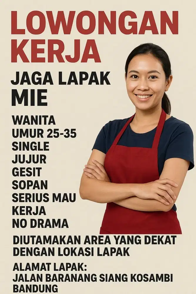 DICARI KARYAWAN UNTUK JAGA LAPAK MIE