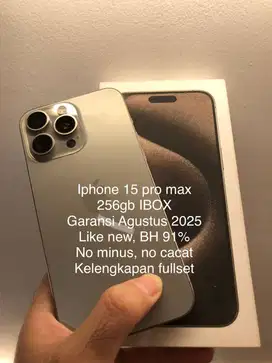 Iphone 15 Pro Max, Natural Titanium, 256GB, IBOX, GARANSI ON, LIKE NEW